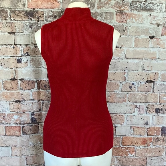 Dana Buchman Sleeveless Top Ribbed Red Sz Small - Picture 4 of 8